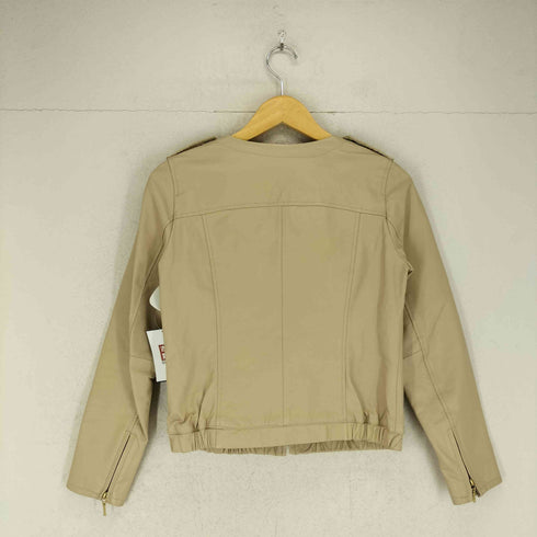 SPB pig leather エポレット付き ノーカラーレザージャケット レディース import:M
