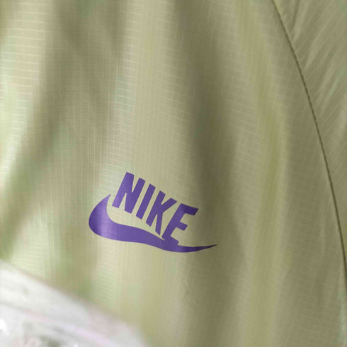 ナイキ NIKE 00S 08AW グレータグ スウッシュ プリント パイピング 中綿 フーデッド パファー ブルゾン ジャケット レディース import:L