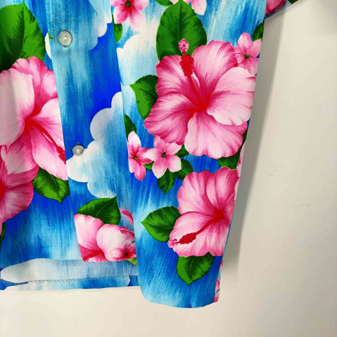 Sun Casuals 0f Hawaii 総柄 花柄 ハイビスカス 開襟 オープンカラー S/S アロハシャツ メンズ import:M