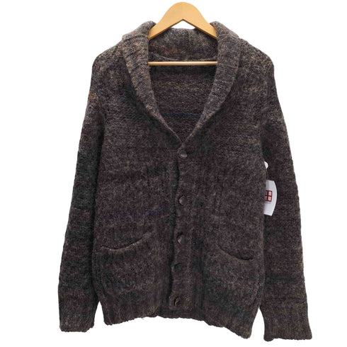イタリア製 ウッドデザインボタン メランジ アルパカ混 ショールカラー ニット カーディガン メンズ EUR:50