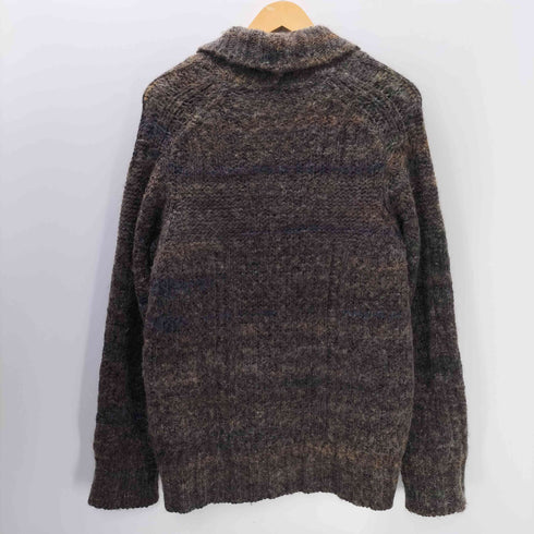 イタリア製 ウッドデザインボタン メランジ アルパカ混 ショールカラー ニット カーディガン メンズ EUR:50