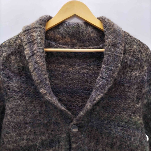 イタリア製 ウッドデザインボタン メランジ アルパカ混 ショールカラー ニット カーディガン メンズ EUR:50