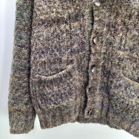 イタリア製 ウッドデザインボタン メランジ アルパカ混 ショールカラー ニット カーディガン メンズ EUR:50
