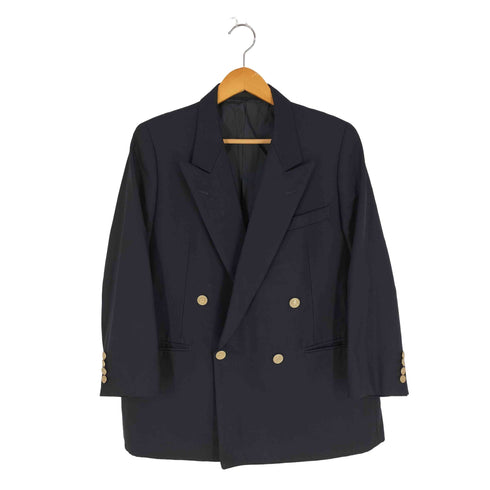 バーバリーズ BURBERRYS TASMANIA WOOL ロゴボタン ダブル 紺ブレザー メンズ