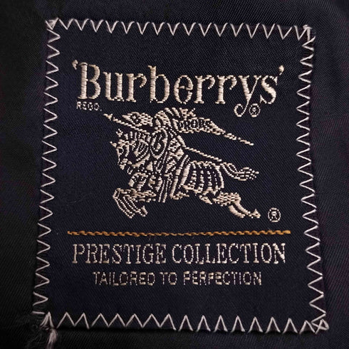 バーバリーズ BURBERRYS WOOL MOHAIR ロゴボタン ダブル 紺ブレザー メンズ