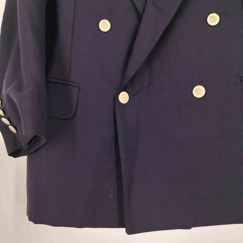バーバリーズ BURBERRYS WOOL MOHAIR ロゴボタン ダブル 紺ブレザー メンズ