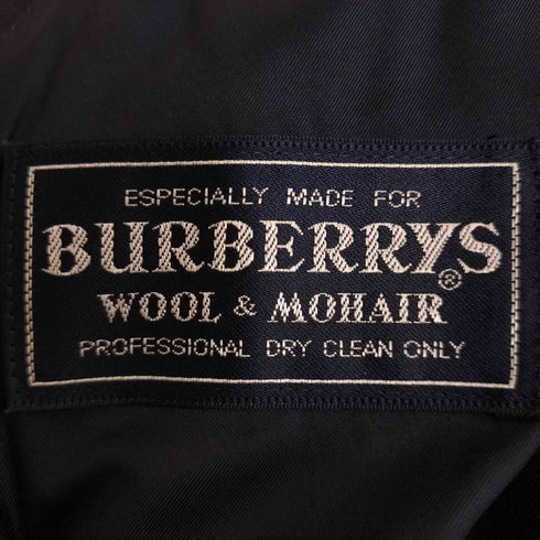 バーバリーズ BURBERRYS WOOL MOHAIR ロゴボタン ダブル 紺ブレザー メンズ