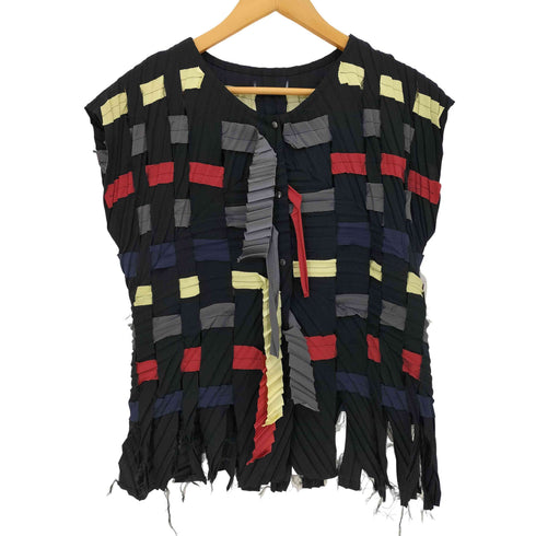 babette USA製 パッチワーク プリーツ ノースリーブブラウス レディース import:S