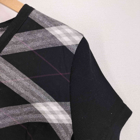 バーバリーロンドン BURBERRY LONDON ギンガムチェック ロゴ刺繍 ボウタイ S/S ニット レディース US:4