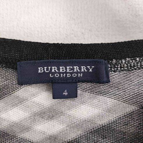 バーバリーロンドン BURBERRY LONDON ギンガムチェック ロゴ刺繍 ボウタイ S/S ニット レディース US:4
