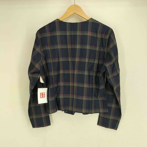 バーバリーズ BURBERRYS 90S ウールシルク混 チェック ノーカラージャケット レディース 9R