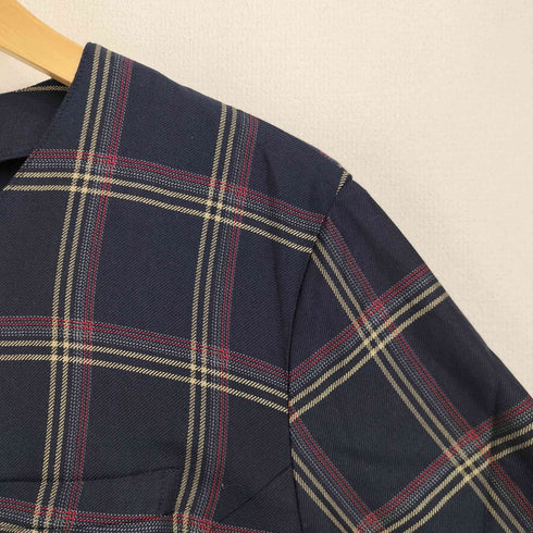 バーバリーズ BURBERRYS 90S ウールシルク混 チェック ノーカラージャケット レディース 9R