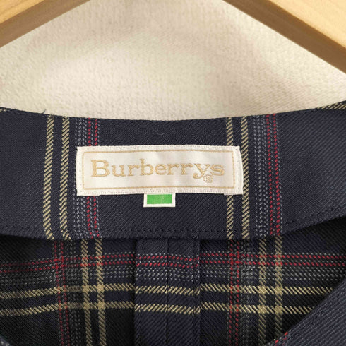 バーバリーズ BURBERRYS 90S ウールシルク混 チェック ノーカラージャケット レディース 9R