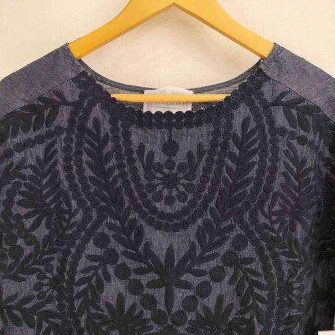 ビアズリー BEARDSLEY ボタニカル フロント刺繍 プルオーバーブラウス レディース FREE