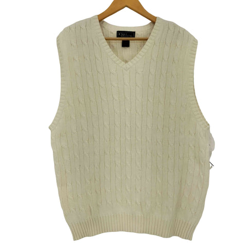 クラフトアンドバロー Croft&Barrow 90s コットン ケーブル ニット べスト メンズ LT