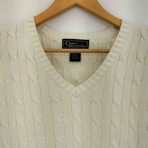 クラフトアンドバロー Croft&Barrow 90s コットン ケーブル ニット べスト メンズ LT