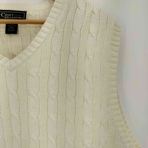 クラフトアンドバロー Croft&Barrow 90s コットン ケーブル ニット べスト メンズ LT