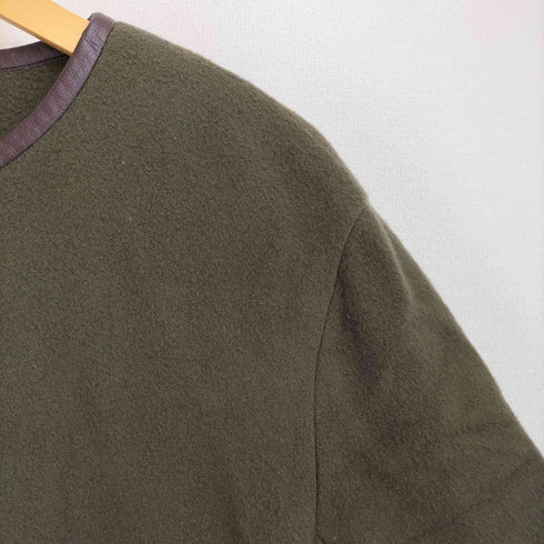 PECOLAMB ウール100 ポイントレザー ノーカラージャケット レディース FR:38