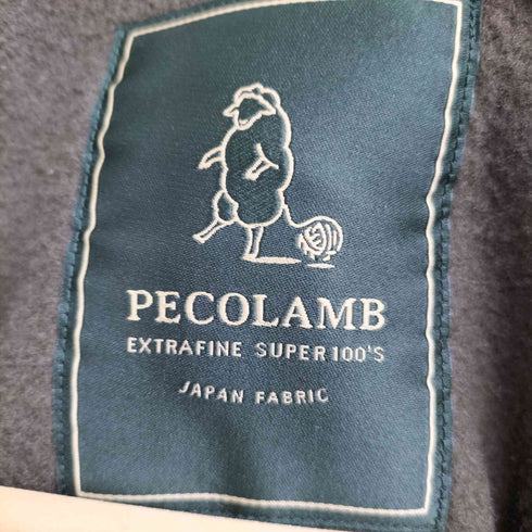 PECOLAMB ウール100 ポイントレザー ノーカラージャケット レディース FR:38