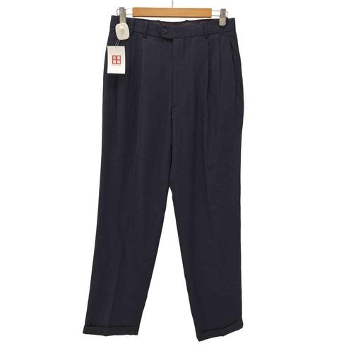 Cellini UOMO ポリ レーヨン 2タック スラックス パンツ 裾ダブル メンズ 31M