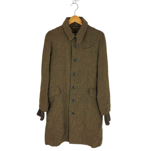 パドカレ pas de calais リネンウール ニットレイヤード ロングコート メンズ 38