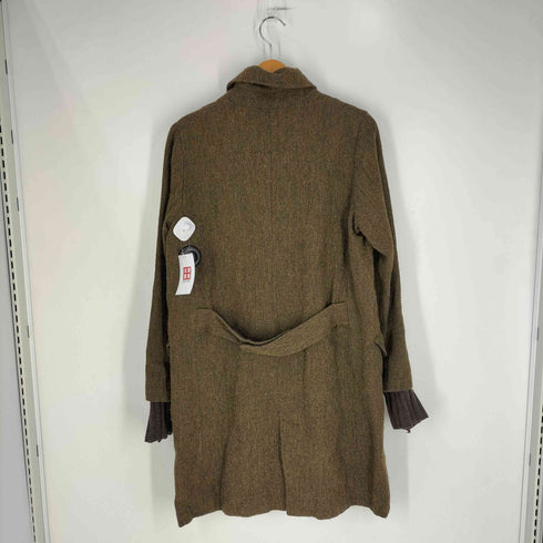パドカレ pas de calais リネンウール ニットレイヤード ロングコート メンズ 38