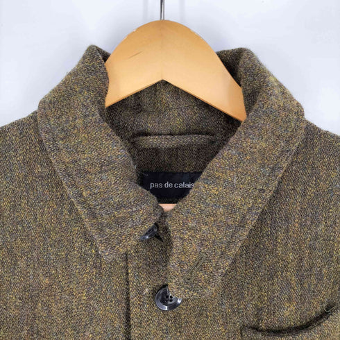 パドカレ pas de calais リネンウール ニットレイヤード ロングコート メンズ 38
