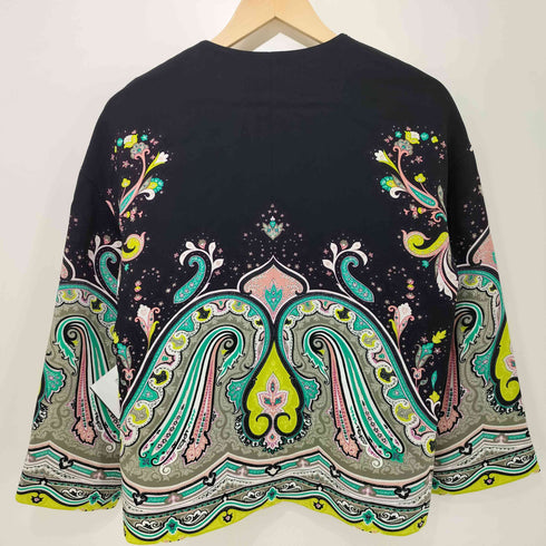 エトロ ETRO イタリア製 ペイズリー ボタンレス ノーカラージャケット レディース EUR:38