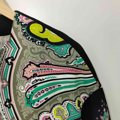 エトロ ETRO イタリア製 ペイズリー ボタンレス ノーカラージャケット レディース EUR:38