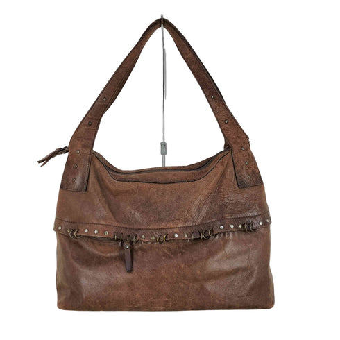 イタリア製 ANNA MOLINARI フロントデザイン レザーハンドバッグ Y2K レディース