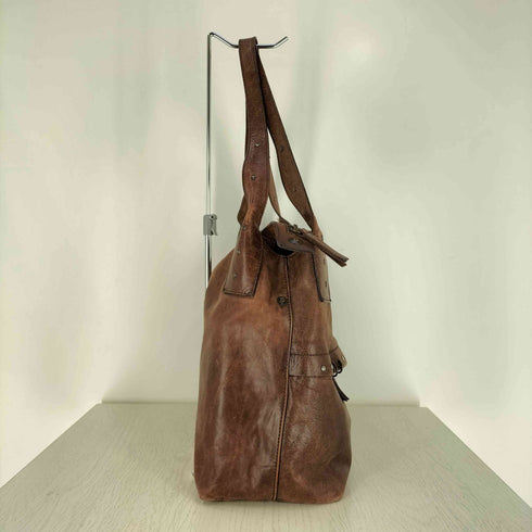 イタリア製 ANNA MOLINARI フロントデザイン レザーハンドバッグ Y2K レディース