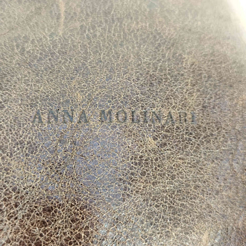 イタリア製 ANNA MOLINARI フロントデザイン レザーハンドバッグ Y2K レディース