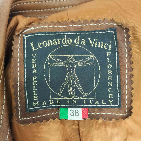 Leonardo da Vinci MADE IN ITALY GENUINE LEATHER リアルレザーダブルトレンチコート レディース 38
