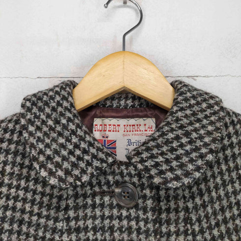 ハリスツイード Harris Tweed ROBERT KIRK VIRGIN SCITTISH WOOL 70s- 千鳥格子柄ステンカラーコート レディース