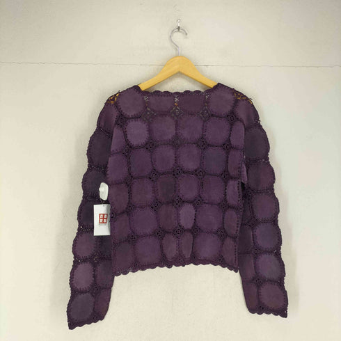 real leather リアルスエード&レースデザインカーディガン レディース