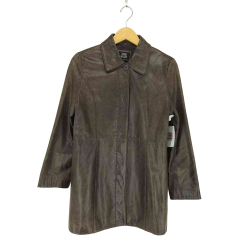RANG MUSEE lamb leather ウォッシュ加工ラムレザー比翼ステンカラーコート レディース 9AR