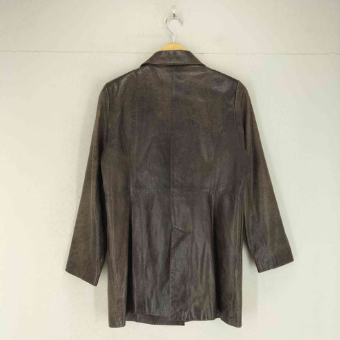 RANG MUSEE lamb leather ウォッシュ加工ラムレザー比翼ステンカラーコート レディース 9AR