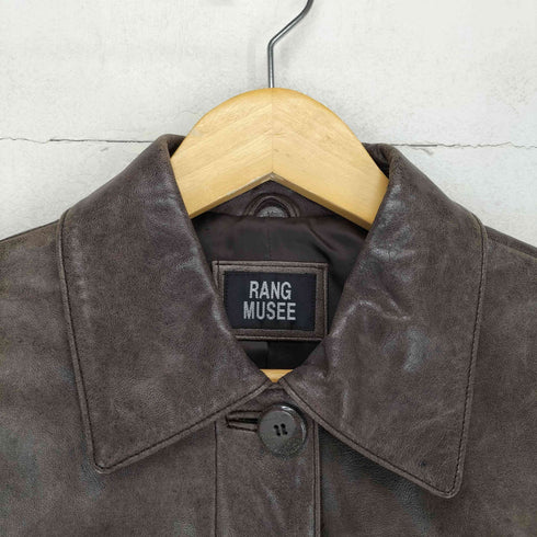 RANG MUSEE lamb leather ウォッシュ加工ラムレザー比翼ステンカラーコート レディース 9AR