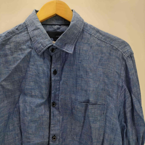 ジョセフアボード JOSEPH ABBOUD FINEST ITALIAN FABRICS イタリア製 生地 L/S 麻 リネン 100% シャツ 襟芯 メンズ LL