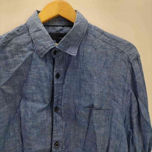 ジョセフアボード JOSEPH ABBOUD FINEST ITALIAN FABRICS イタリア製 生地 L/S 麻 リネン 100% シャツ 襟芯 メンズ LL