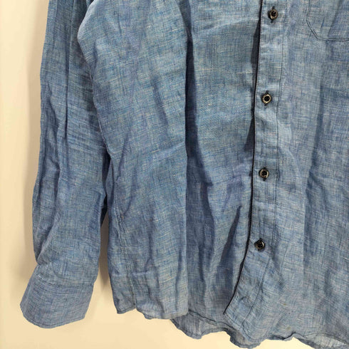 ジョセフアボード JOSEPH ABBOUD FINEST ITALIAN FABRICS イタリア製 生地 L/S 麻 リネン 100% シャツ 襟芯 メンズ LL