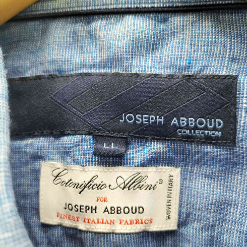 ジョセフアボード JOSEPH ABBOUD FINEST ITALIAN FABRICS イタリア製 生地 L/S 麻 リネン 100% シャツ 襟芯 メンズ LL