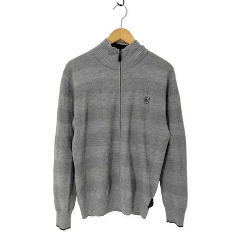 ブラックレーベルクレストブリッジ BLACK LABEL CRESTBRIDGE ボーダー 刺繍ロゴ ジップアップ ニットセーター メンズ JPN:4