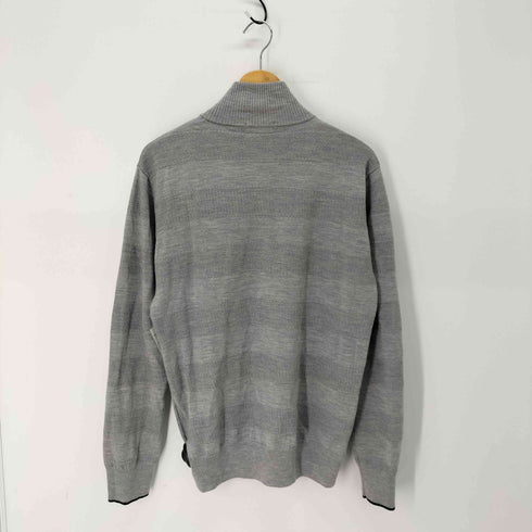ブラックレーベルクレストブリッジ BLACK LABEL CRESTBRIDGE ボーダー 刺繍ロゴ ジップアップ ニットセーター メンズ JPN:4