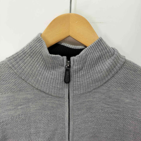 ブラックレーベルクレストブリッジ BLACK LABEL CRESTBRIDGE ボーダー 刺繍ロゴ ジップアップ ニットセーター メンズ JPN:4