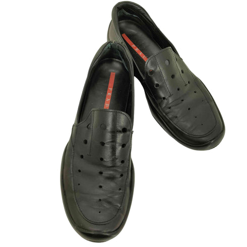 プラダ PRADA 90-00S SPORT イタリア製 パンチング レザー スリッポン シューズ メンズ