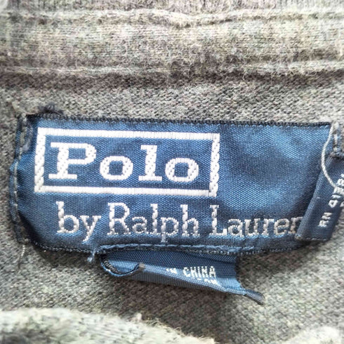 ポロバイラルフローレン Polo by RALPH LAUREN 90S ポニー刺繍 ハーフボタン コットン 鹿の子 フード付 L/S ポロシャツ メンズ import:M