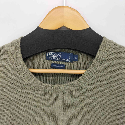 ポロバイラルフローレン Polo by RALPH LAUREN 90S 香港製 ポニー 刺繍 クルーネック コットン ニット メンズ import:L