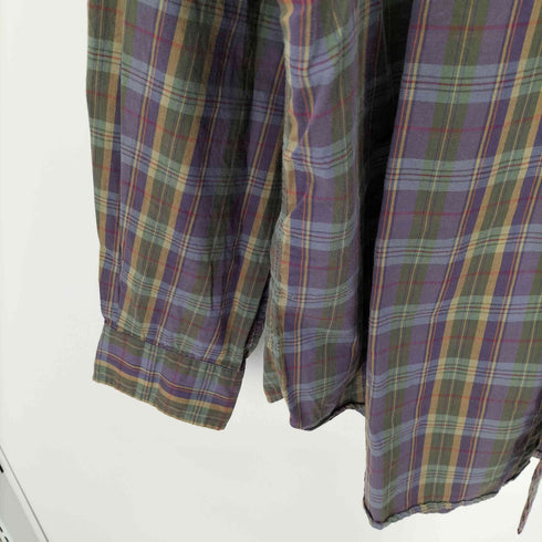 ラルフローレン RALPH LAUREN 90S CLASSIC FIT 同色 ポニー 刺繍 マドラス チェック L/S ボタンダウン シャツ メンズ import:XL