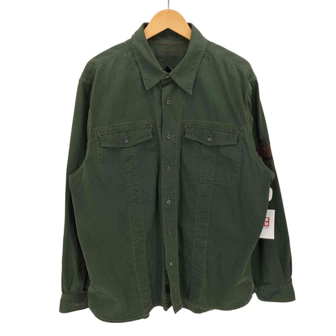 ポロジーンズカンパニーラルフローレン POLO JEANS COMPANY RALPH LAUREN 90-00S 香港製 袖 刺繍 ヘリンボーン ツイル ミリタリー シャツ メンズ import:XL